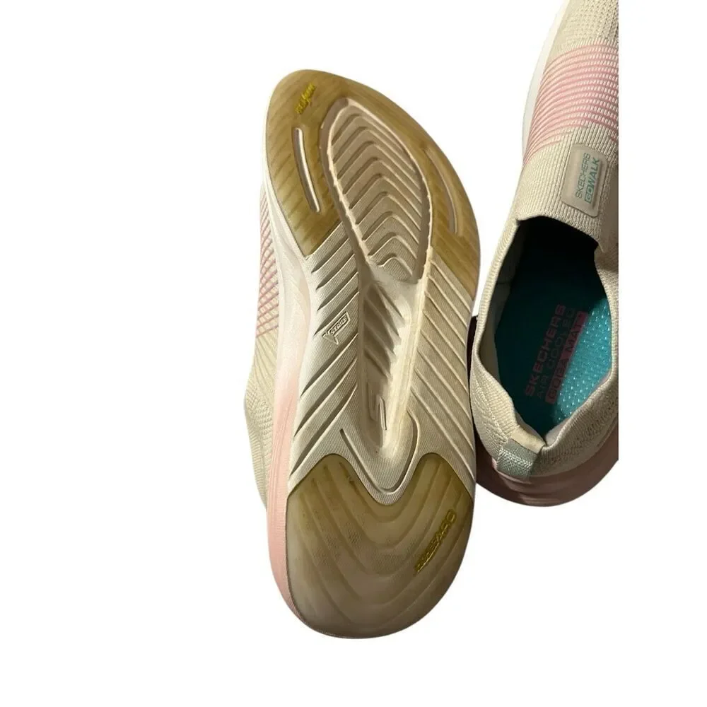 Skechers max walker sally tan pink 8.5 slip in sneaker shoes